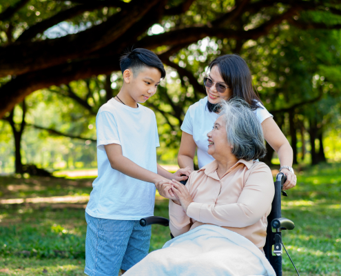 Family discussing how to choose dementia care together at home
